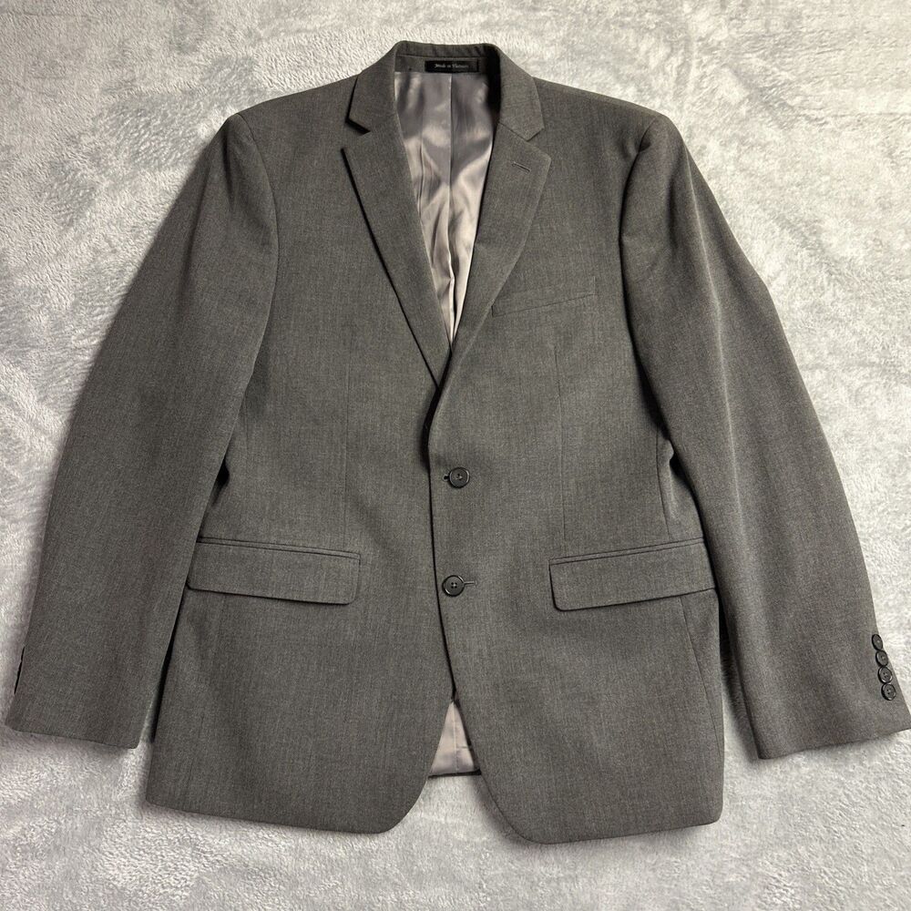 Van Heusen 42R Flex Slim Fit Mens Blazer Gray Sport Coat Formal Wedding Business
